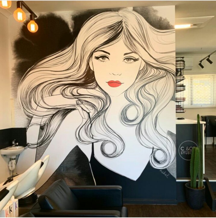 Hair Salon Mural Fashion illustration