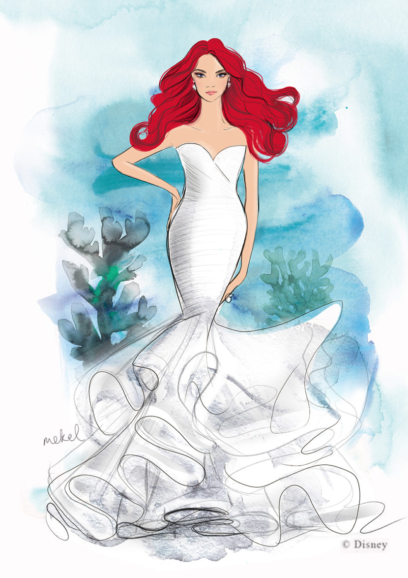 Mekel fashion illustration Allure Bridals The Disney Fairy Tale Weddings Platinum Collection is only available at kleinfeld bridal stores, coming this Spring!
