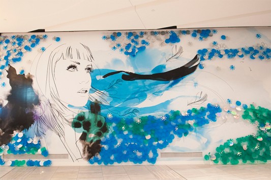 westfield miranda installation illustrated mural